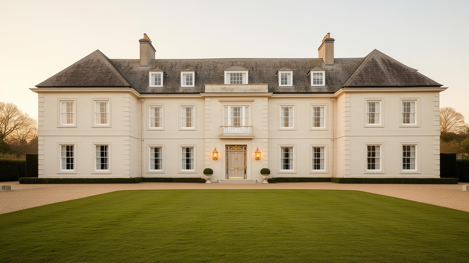 Luxury UK property at dusk